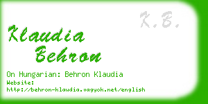 klaudia behron business card